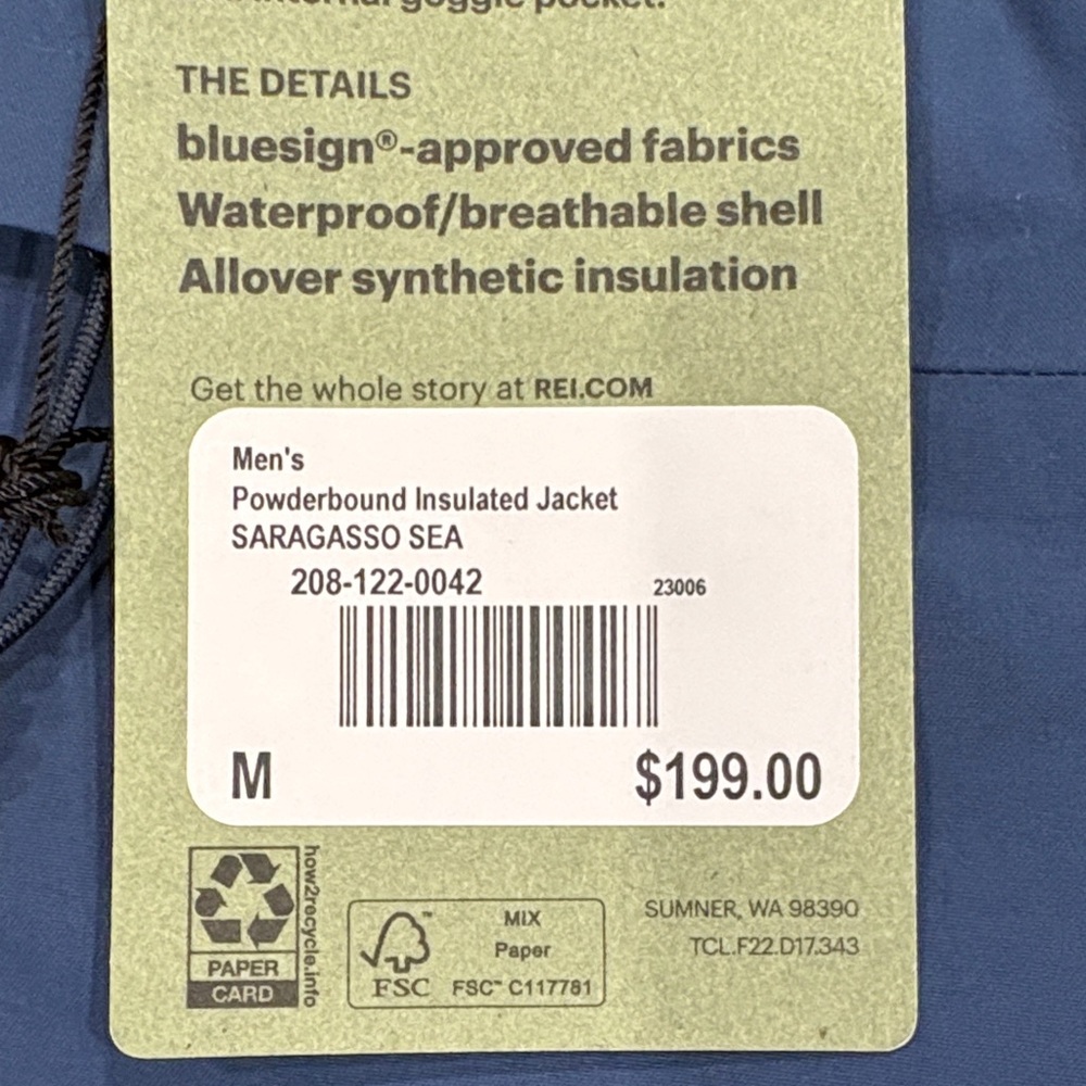 REI Powderbound Insulated Jacket - Men's Medium Sargasso Sea Blue - Picture 11 of 14